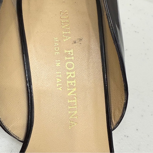 Silvia Fiorentina Low Heel Pumps Shoes Size 8 Black Patent Leather - Picture 10 of 10